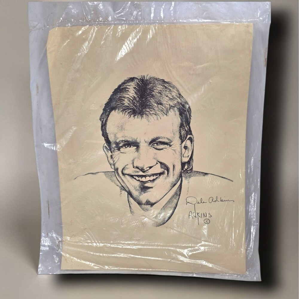 Dale Adkins Vintage Sports Art Print Joe Montana Signed Sealed NFL Football 49er